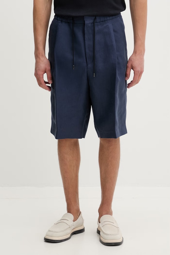 HUGO kratke hlače muške od lana Felino262X mornarsko plava 50560371