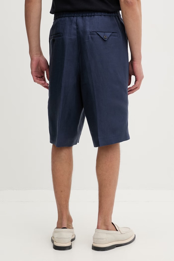 Odjeća HUGO kratke hlače muške od lana Felino262X 50560371 mornarsko plava
