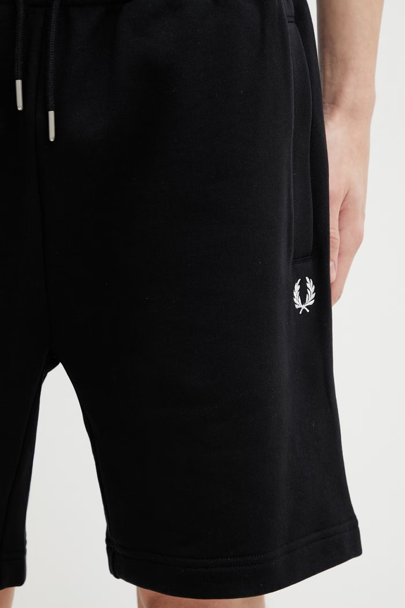 Fred Perry pantaloni scurți de trening din bumbac pentru bărbați negru S8505