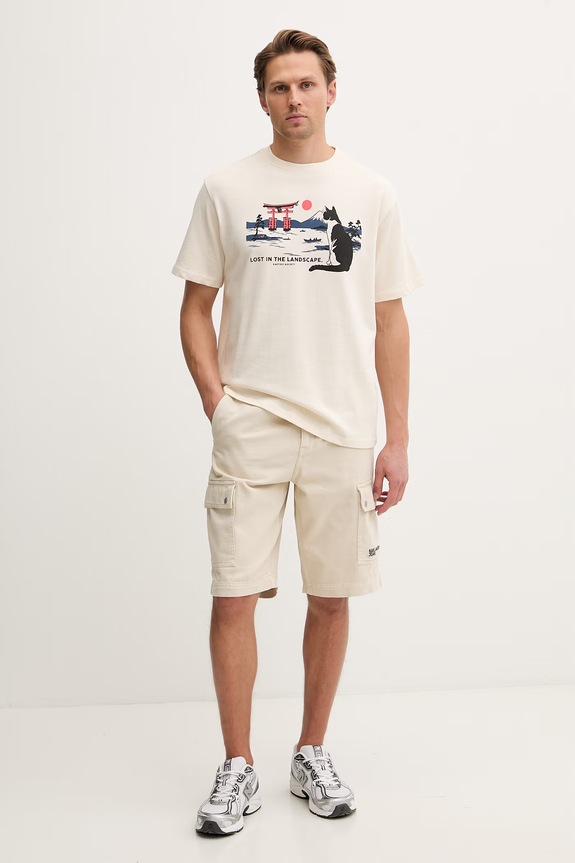 Karl Lagerfeld Jeans pantaloni scurți cargo pentru bărbați, din denim B2M10055 bej SS26