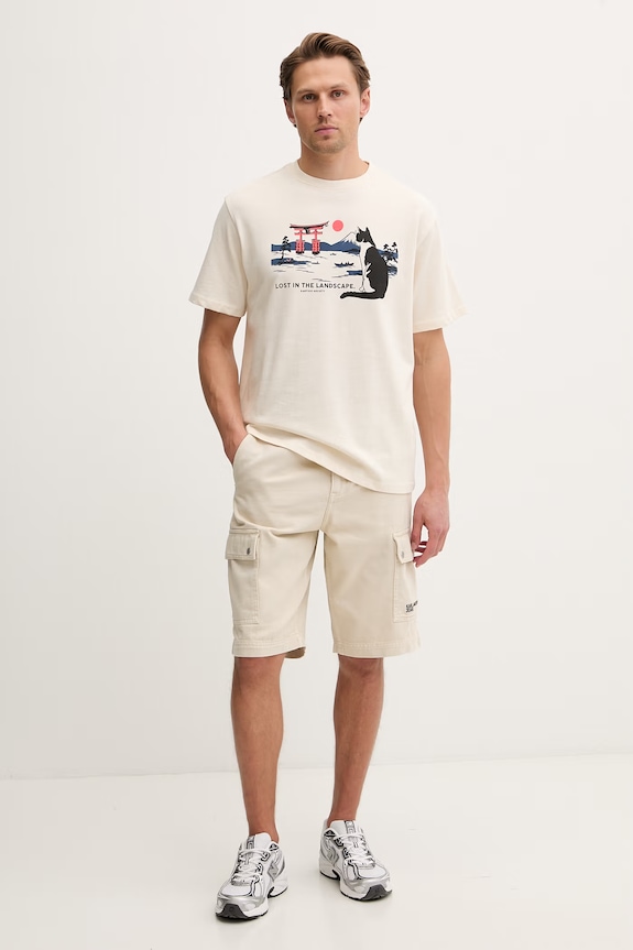 Karl Lagerfeld Jeans pantaloni scurți cargo pentru bărbați, din denim B2M10055 bej SS26