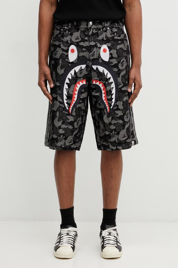 adidas Originals x BAPE denim shorts applique black KF4917