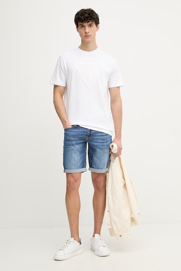 Guess šortky pánske s prímesou ľanu SONNY M6GD01.D0756 modrá SS26