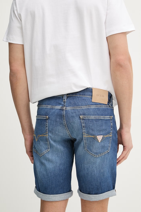 Oblečenie Guess šortky pánske s prímesou ľanu SONNY M6GD01.D0756 modrá