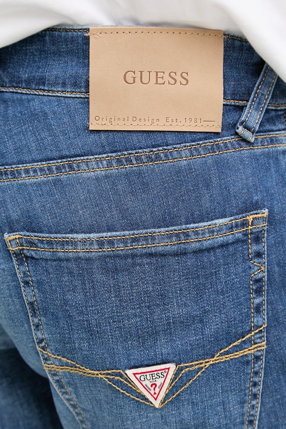 Guess šortky pánske s prímesou ľanu SONNY modrá M6GD01.D0756