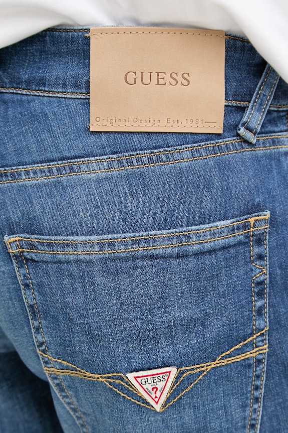 Guess šortky pánske s prímesou ľanu SONNY modrá M6GD01.D0756