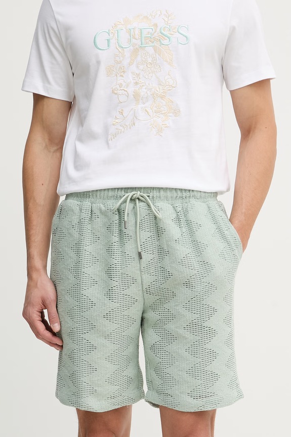 Guess pantaloni scurți ajurați, pentru bărbați LATTICE verde M6GD29.K3237