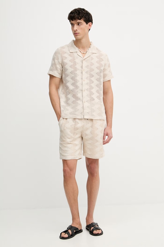 Guess pantaloni scurți bărbați ajurați LATTICE M6GD29.K3237 bej SS26