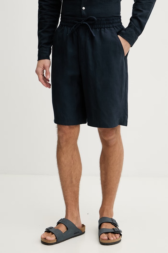 Guess šortky pánske s ľanom tmavomodrá F6GD01.WN202