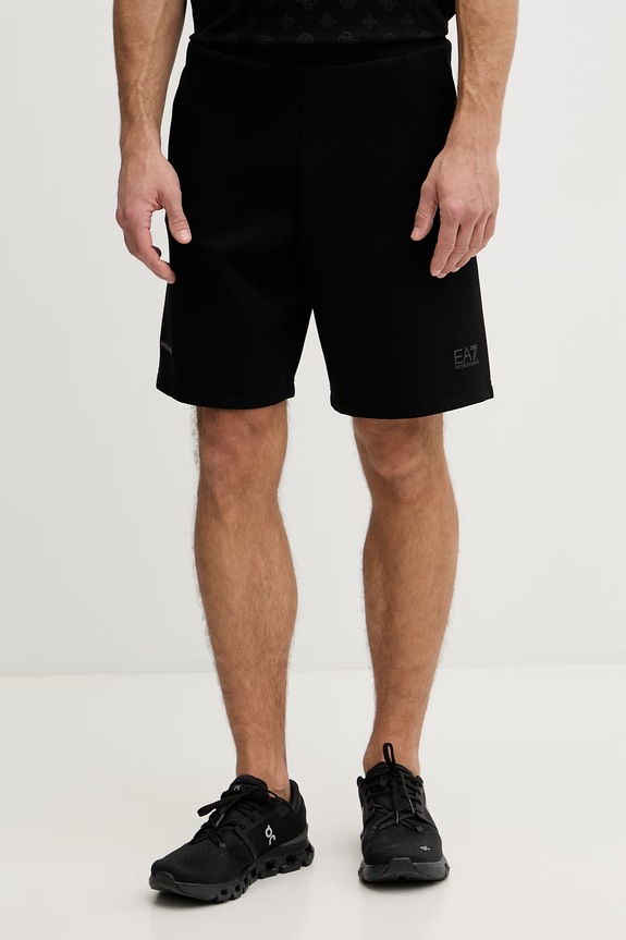 EA7 Emporio Armani teplákové šortky pánske z bavlny čierna AF20845.7M001599
