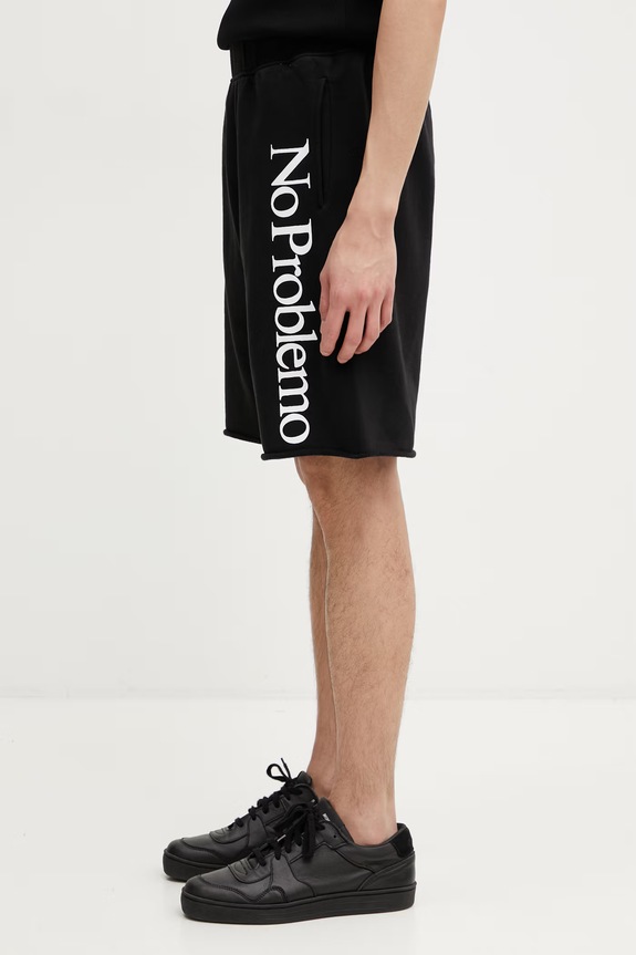 No Problemo pantaloni scurți de trening din bumbac pentru bărbați negru NP3005605