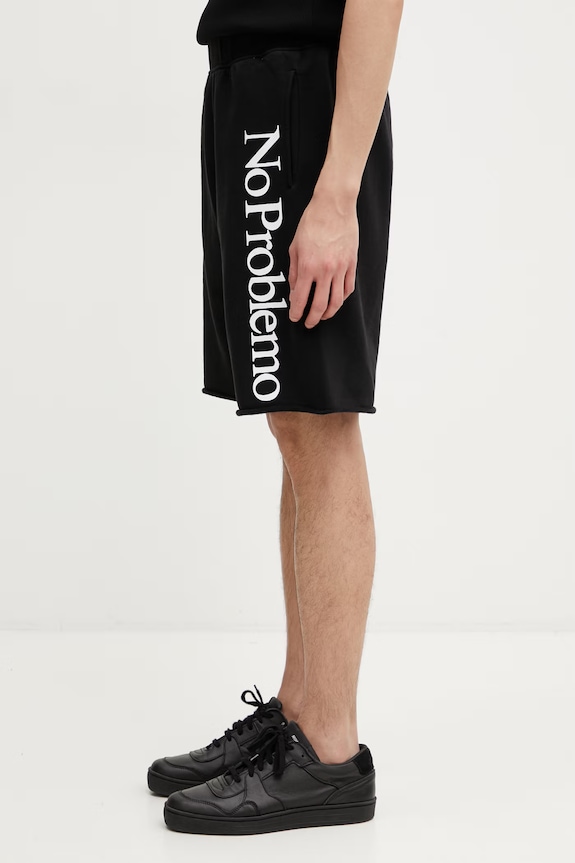 No Problemo pantaloni scurți de trening din bumbac pentru bărbați negru NP3005605