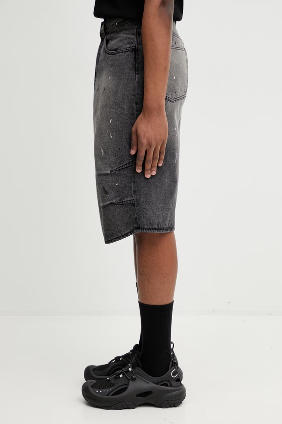 BEAMS pantaloni scurți din denim pentru bărbați 1121.1641.791 negru SS26