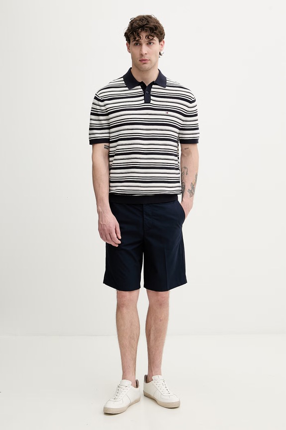 United Colors of Benetton šortky chino pánske bavlnené 4W3LU9014 tmavomodrá SS26