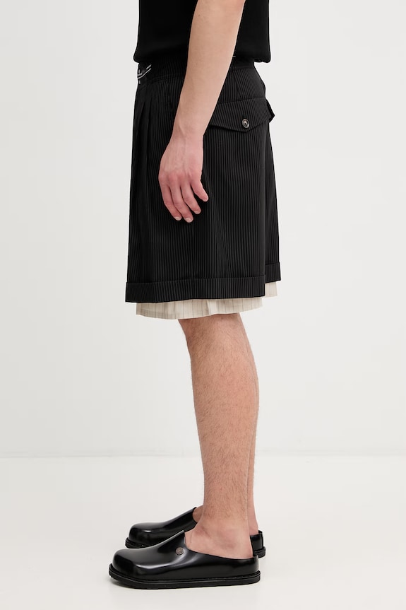 Andersson Bell Inside-Out Stripe Layered szorty eleganckie z wiskozy męskie apa905m czarny SS26