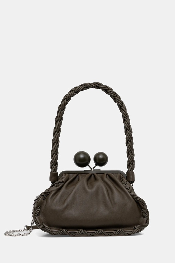 Weekend Max Mara poșetă de piele ALECITO uni verde 2615511144600
