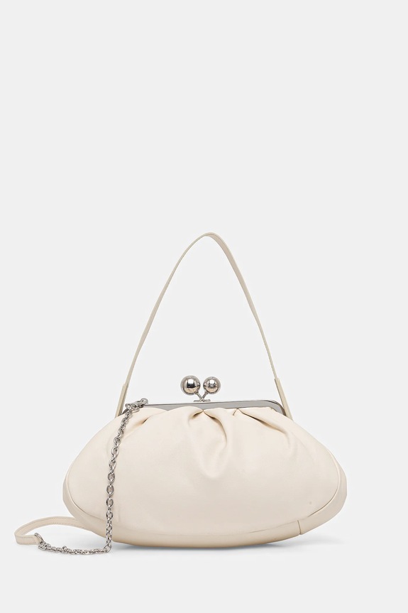 Kožená kabelka Weekend Max Mara CUBICO usňová koža béžová 2615511174600