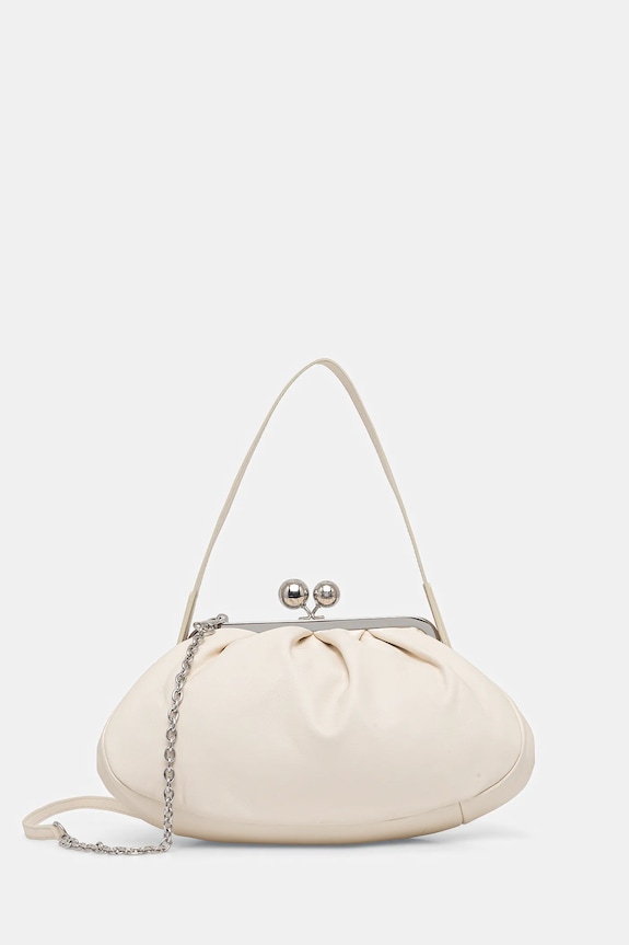 Kožená kabelka Weekend Max Mara CUBICO usňová koža béžová 2615511174600