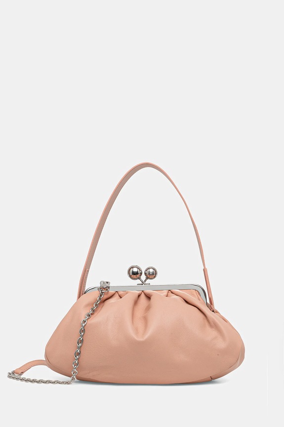 Weekend Max Mara torebka skórzana CUBICO skóra licowa różowy 2615511174600