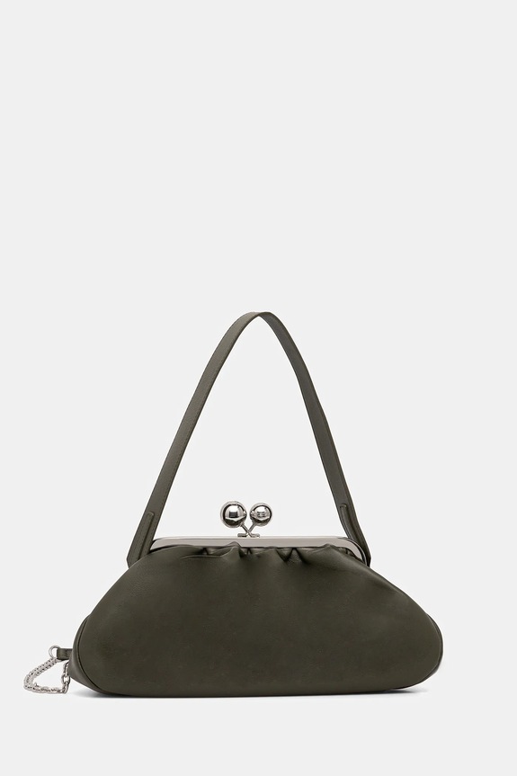 Kožená kabelka Weekend Max Mara CUBICO usňová koža zelená 2615511174600