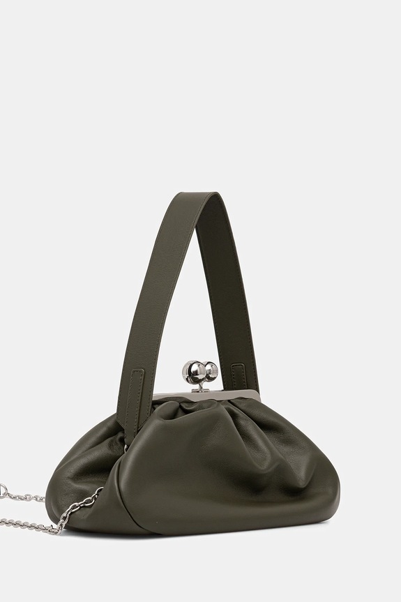 Kožená kabelka Weekend Max Mara CUBICO 2615511174600 zelená SS26