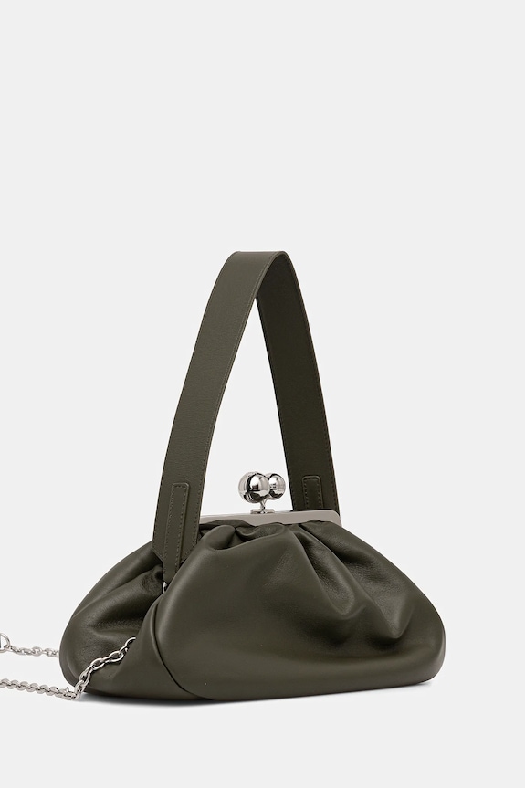 Kožená kabelka Weekend Max Mara CUBICO 2615511174600 zelená SS26