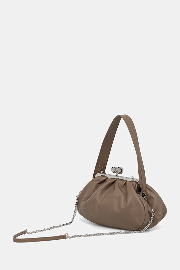 Akcesoria Weekend Max Mara torebka skórzana CUBICO 2615511174600 brązowy