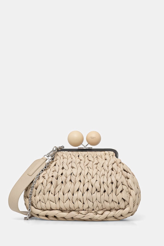 Weekend Max Mara torebka crossbody damska skórzana ALIBERO beżowy 2615511055600