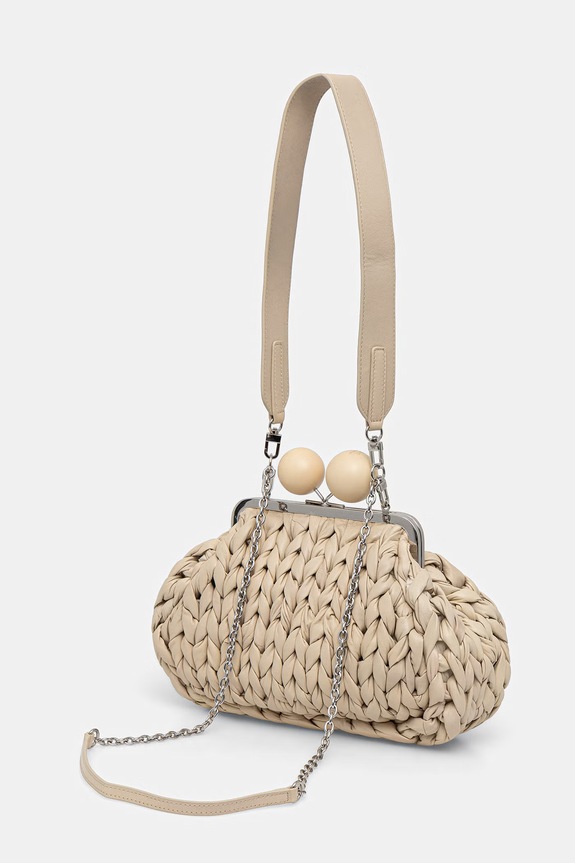 Weekend Max Mara torebka crossbody damska skórzana ALIBERO beżowy 2615511055600