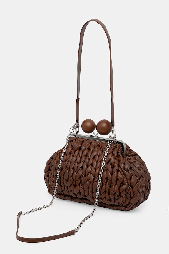 Weekend Max Mara torebka crossbody damska skórzana ALIBERO brązowy 2615511055600