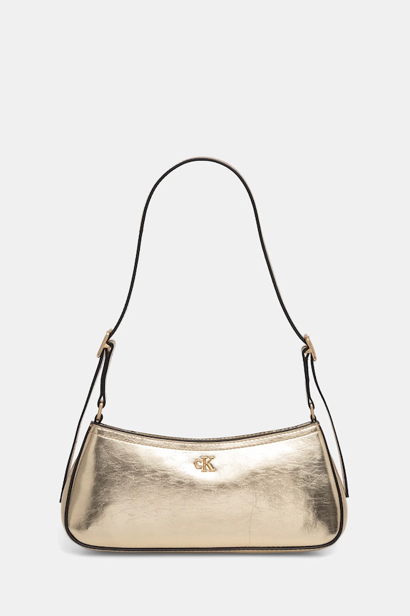Kabelka Calvin Klein imitácia lakovanej kože zlatá LV04F3304G