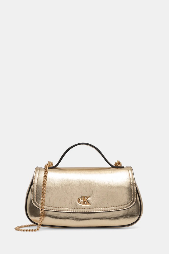 Kabelka Calvin Klein imitácia kože zlatá LV04F3306G