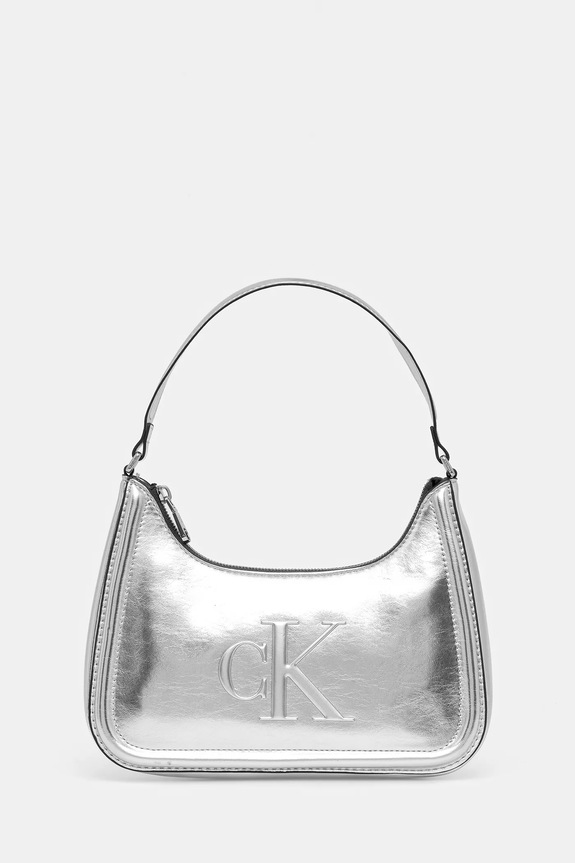 Τσάντα Calvin Klein απομίμηση λείου δέρματος ασημί LV04F3332G