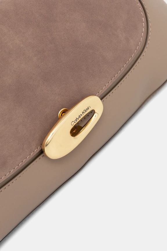 Usnjena torbica Calvin Klein bež LV04F3337G