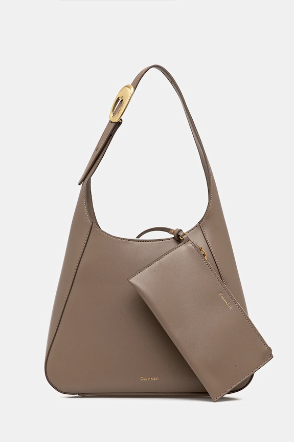 Kabelka Calvin Klein imitácia kože béžová LV04F3402G