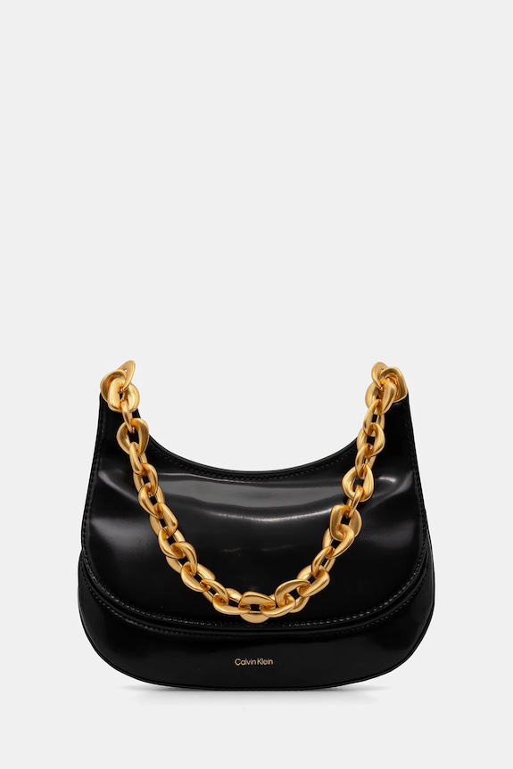 Kožená kabelka Calvin Klein usňová koža čierna LV04F3403G