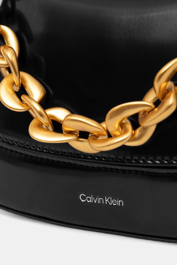 Kožená kabelka Calvin Klein LV04F3403G čierna