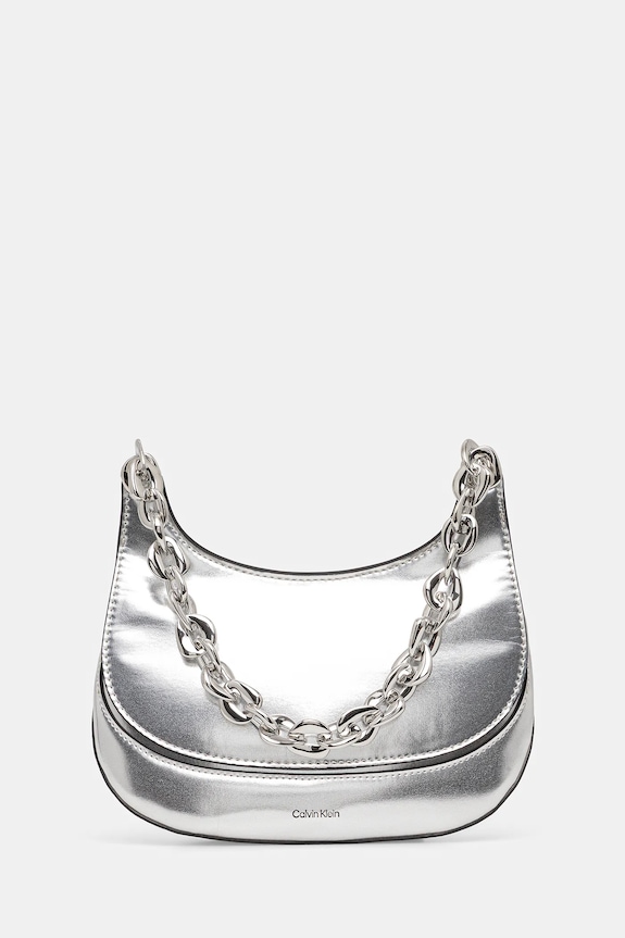 Calvin Klein torebka nie mieści A4 srebrny LV04F3404G