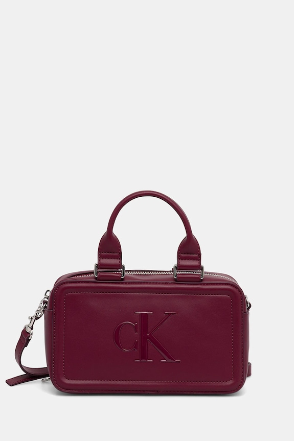 Calvin Klein torebka damska z imitacji skóry nie mieści A4 bordowy LV04F3411G