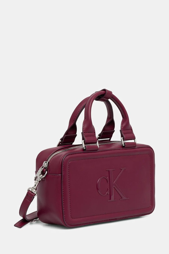 Calvin Klein torebka damska z imitacji skóry LV04F3411G bordowy SS26