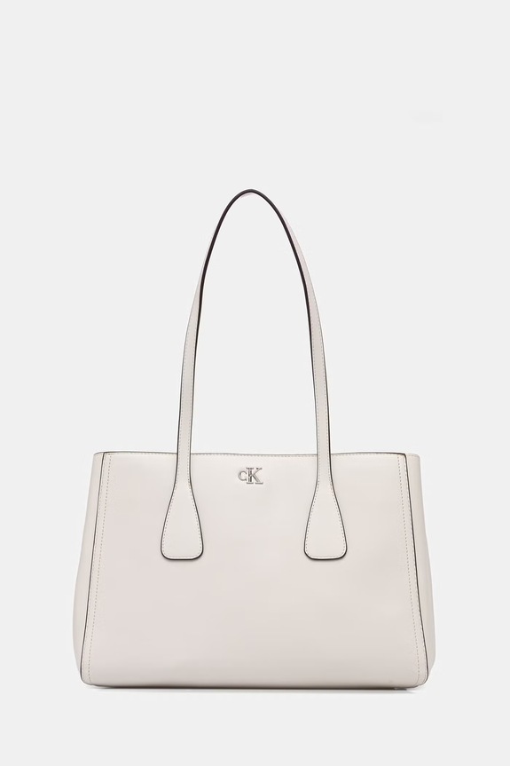 Calvin Klein torebka shopper damska z imitacji skóry biały LV04F3442G