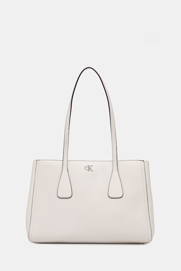 Calvin Klein torebka shopper damska z imitacji skóry biały LV04F3442G