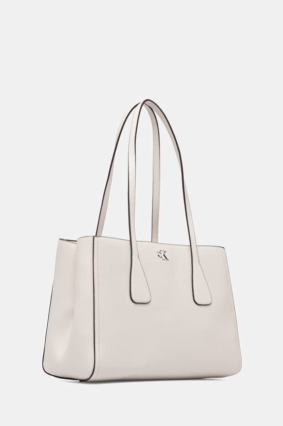 Calvin Klein torebka shopper damska z imitacji skóry LV04F3442G biały SS26