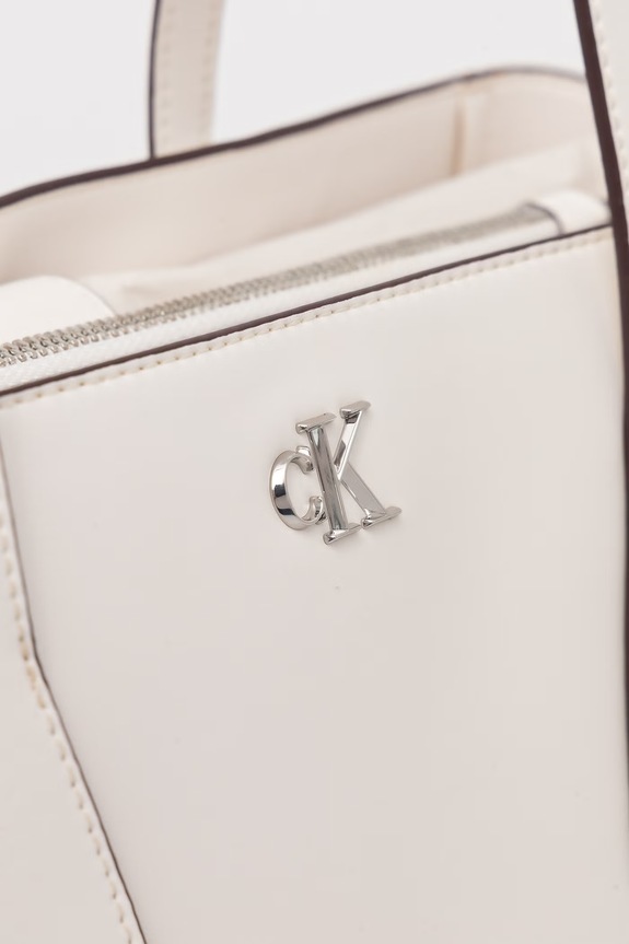 Calvin Klein torebka shopper damska z imitacji skóry biały LV04F3442G