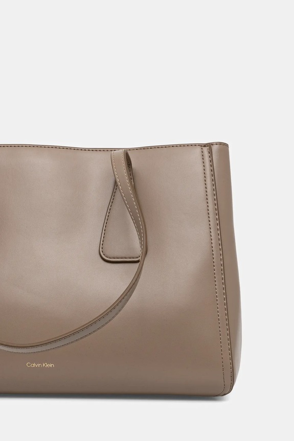 Akcesoria Calvin Klein torebka shopper damska z imitacji skóry LV04F3442G beżowy