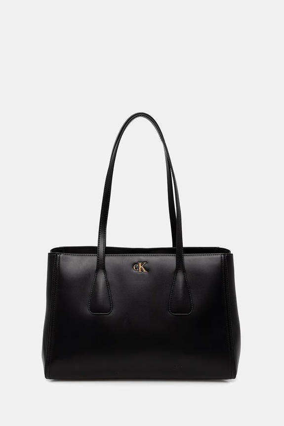 Calvin Klein torebka shopper damska z imitacji skóry nie mieści A4 czarny LV04F3442G
