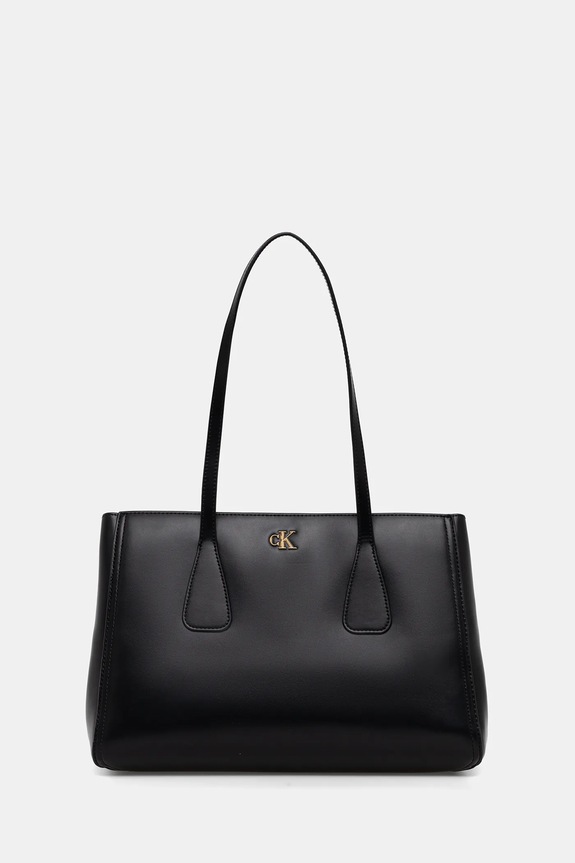 Calvin Klein torebka shopper damska z imitacji skóry nie mieści A4 czarny LV04F3442G