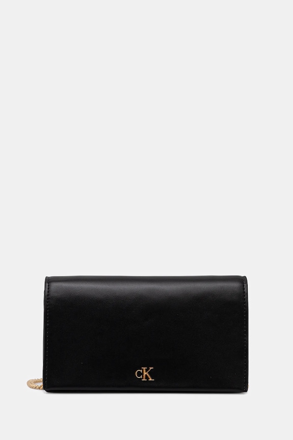 Τσάντα Calvin Klein απομίμηση λείου δέρματος μαύρο LV04F3319G