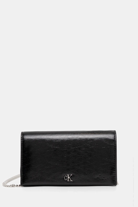 Denarnica Calvin Klein Imitacija zrnatega usnja črna LV04F3320G