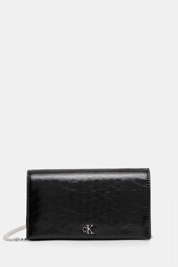 Denarnica Calvin Klein Imitacija zrnatega usnja črna LV04F3320G